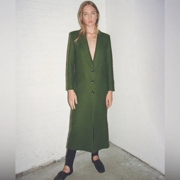 Thakoon Runway Dark Green Single Breasted Wool Long Maxi Coat Size Medium NWT - Picture 1 of 8